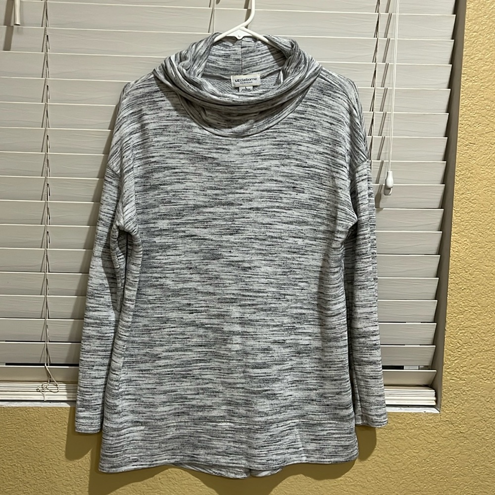 Liz Claiborne Weekend Cowl Neck Tunic - Gray - Size L